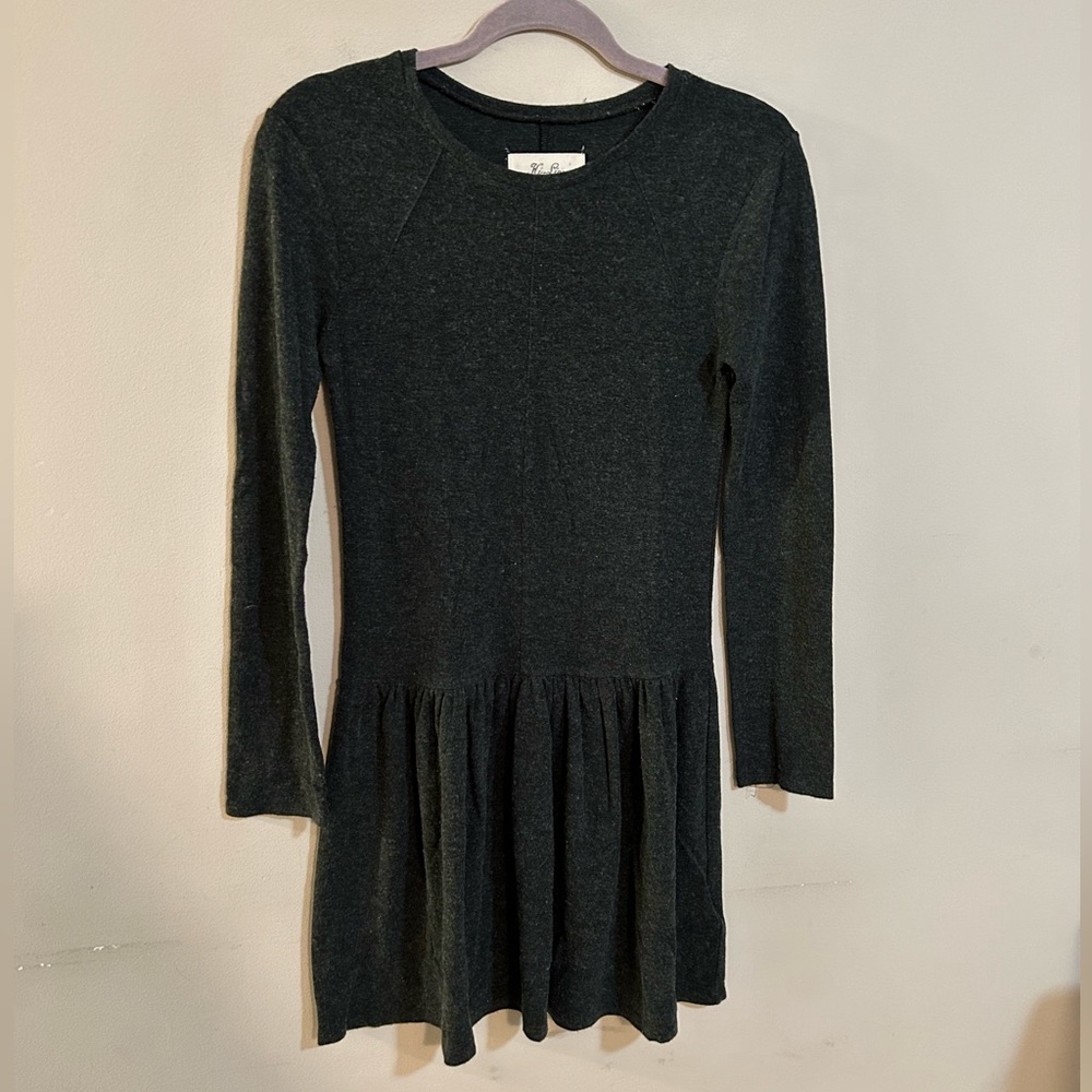 Madewell Hi-Line Wool Blend Knit Sweater Dress Long Sleeve XS Grey